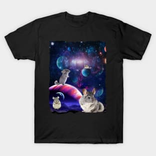 Chinchilla Funny Pogona Galaxy Stars Universe Rodents T-Shirt